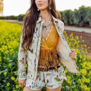 Genuine‎ Leather Fringe Brallet Top Rodeo Quincy S/M